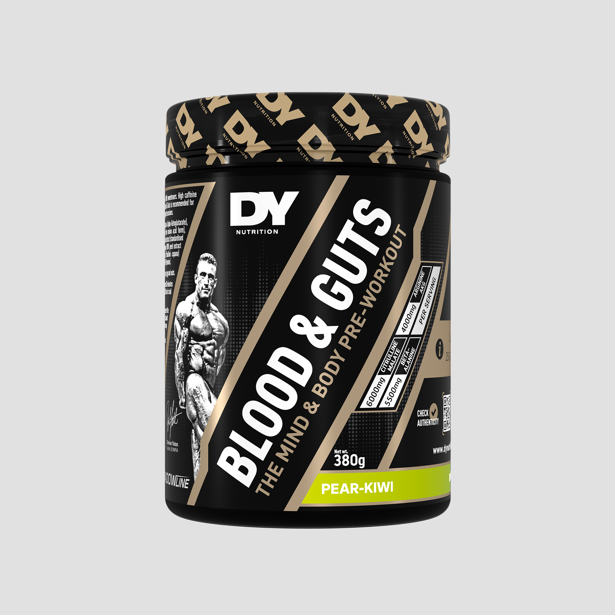 DY Nutrition Blood & Guts Kiwi-Pear 380g front-facing tub